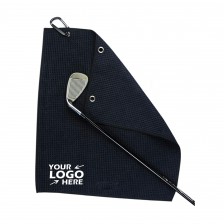 Microfiber Trifold Waffle Golf Towel with Hook